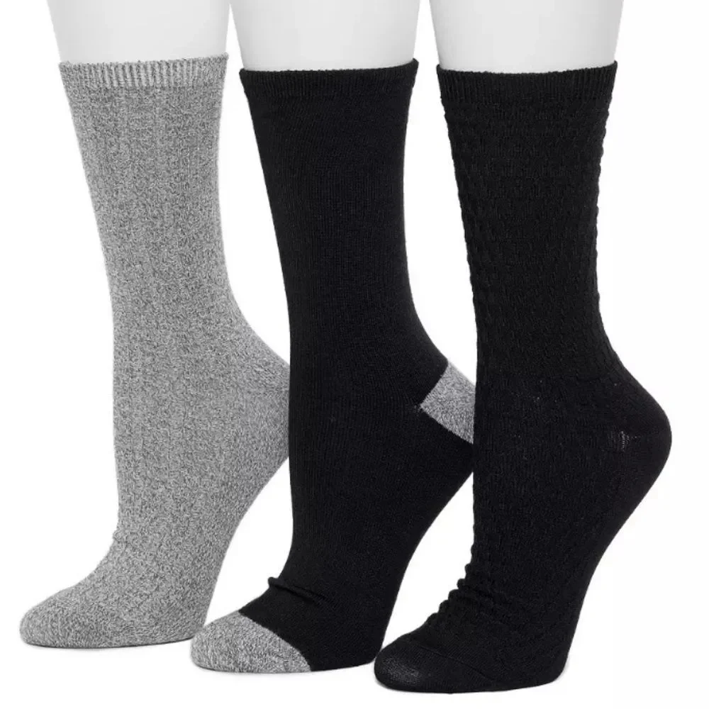 Cuddl Duds Plushfill 3-Pack Midweight Falling Rain Texture Crew Socks NEW